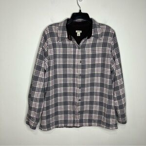 L.L. Bean fleece lined plaid flannel button down shirt size medium